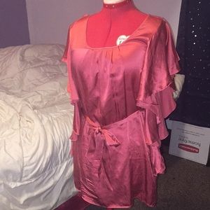 Coral silk dress top